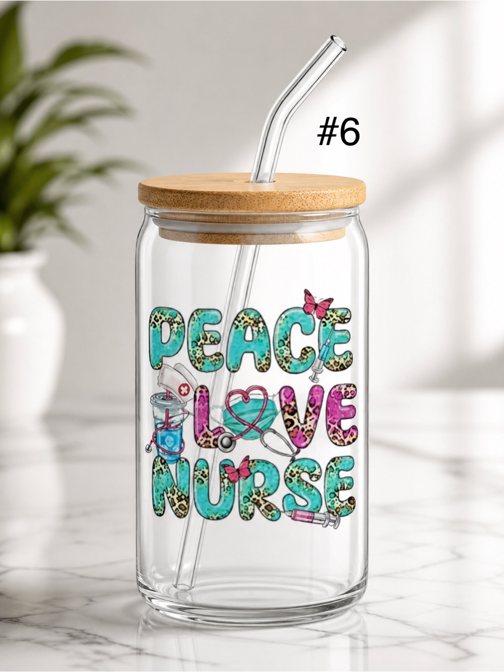 Buy Now* nurse 16 ounce tumbler with bamboo lid and straw - Picture 6 of 15
